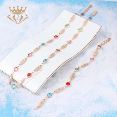 China Hiphop Design Crystal Glass Luxury Shiny Cubic Zircon Ladies Latest Heart Logo Bracelet Necklace Product Set for sale