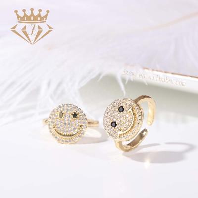 China Wholesome and Ambient Factory Wholesale Smiley Adjustable Gold Open Ring With Rts Product Direct Selling Jewelry Men Women for sale