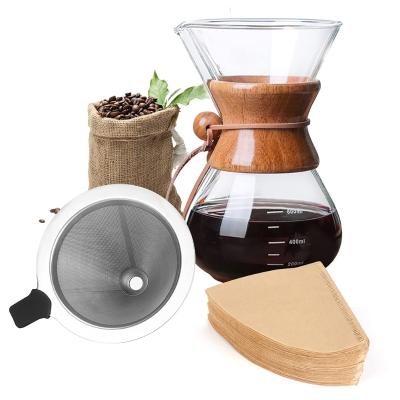 China Sustainable Classic Glass Set Coffee Makers Chemex Cups (6, 8, 10) Pour Over 3 6 8 10 Cup Gift Pour Over Manual Coffee Maker Set for sale