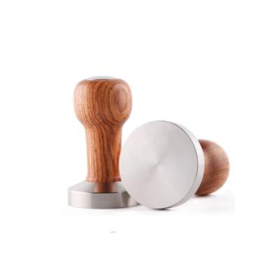 China Coffee Bean Wooden Color Handle Stainless Steel Espresso Coffee Tamper 51mm 53mm 58mm Coffe Grinder for sale