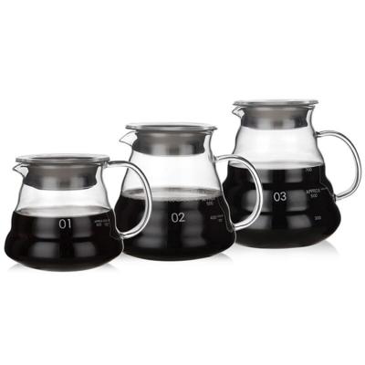 China Viable Japanese Style V60 Coffee Server Chain Cloud Clear Coffee Carafe 360ml/600ml/800ml Standard Glass Teapot for sale