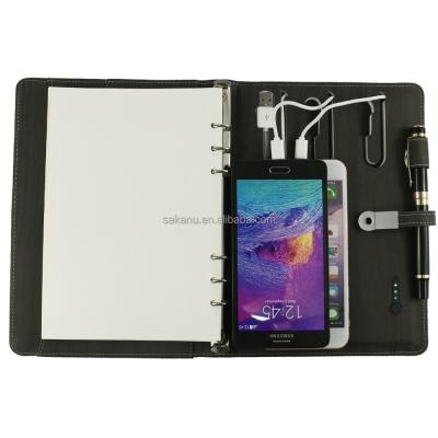 China Leather Customized Leather Folder With Power Bank Folder With USB for sale