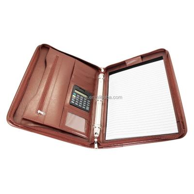 China Handbag Customize Executive Ring Binder Portfolio With Calculator Zippered Handle Briefcase for sale