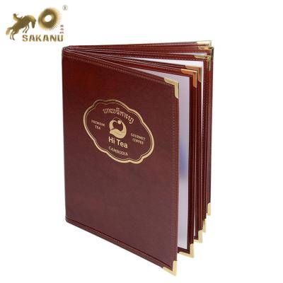 China Durable Transparent Flexible PU+ PVC Customized Holder PVC Menu Cover Leather Menu Cover 6 Page for sale