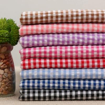 China Breathable Factory Directly Support Fashion Polyester Cotton Blend Fabric Plaid Check Fabric Shirt Fabric Cotton Seersucker Woven Fabric for sale