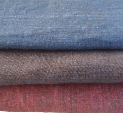 China Sustainable Soft Enzyme Wash Single Yarn Dyed Stonewashed 100% Linen Fabric For Garment for sale