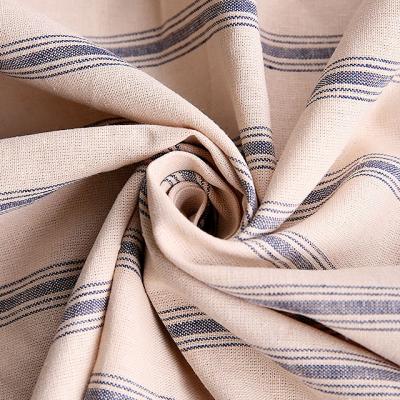 China Sustainable Running Yarn Dyed Stripe Fabric Cotton Linen Blend Fabric Wholesale For Clothing for sale