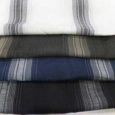 China Sustainable Pure Linen Cotton Yarn-Dyed Striped Fabric Woven Dress Linen Fabric for sale