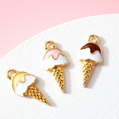 China Factory wholesale small dripping jewelry dripping alloy bracelet cartoon ice cream cone accessories oil FASHION pendant diy for sale