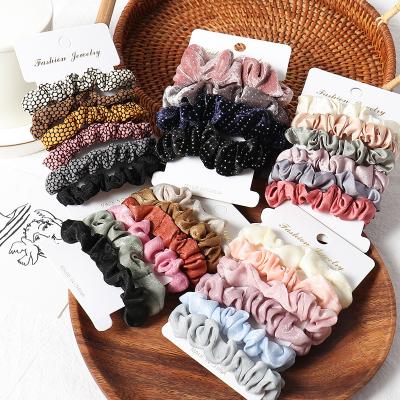 China Korean style hair scrunchies 2021 European and American simple circle large intestine color candy ring hair cloth hair scrunchies for sale