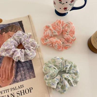 China European and American factory wholesale popular colorful soft flower style Ring Band Large Intestine Circle elastic hair for sale