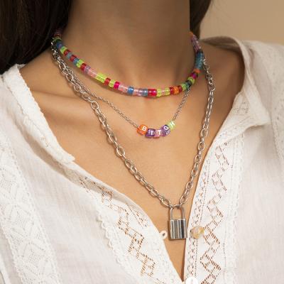 China FASHIONABLE wholesale colorful acrylic jewelry necklace y2k summer beach multi layered necklace for sale