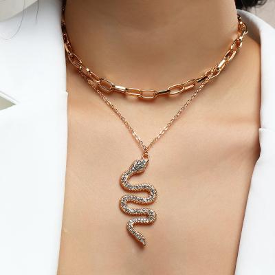 China New Trendy Fashion Gold Plated Snake Chain Necklace Snake Layered Necklace Women Pendant Necklace for sale