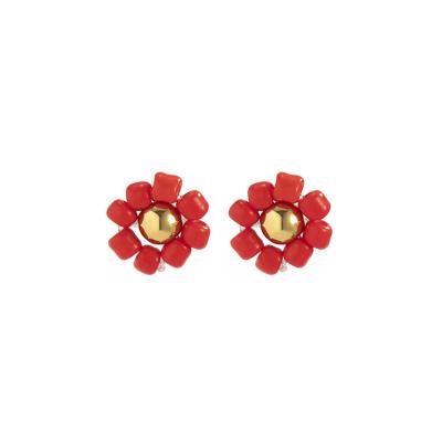 China Sunflower TRENDY Earrings CCB Jewelry Trend Small Fresh Daisy Stud Earrings Simple Beads Earrings for sale