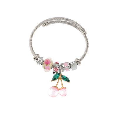 China TRENDY Personalize Single Sweet Cherry Adjustable Bangle Bracelet Trend Jewelry Multi Pendant Accessories for sale