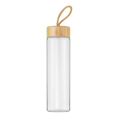 China 20oz Borosilicate Glass Eco-Friendly Sustainable Wide Mouth Water Bottle With Bamboo Lid For All Hot Iced Drinks for sale