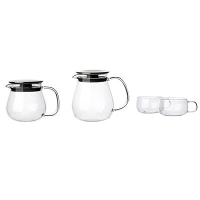 China 450ml Sustainable Heat Resistant Glass Teapot With Stainless Steel Lid Infuser For Loose Tea for sale