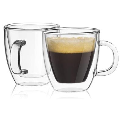 China Viable 150ml Clear Borosilicate Double Wall Glass Coffee Mug Coffee Latte Espresso Thermal Insulated Mugs for sale