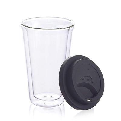 China Viable Coffee Mug Travel Reusable Glass Coffee Cup With Anti-Splash Lid Borosilicate Glass Coffee Tumbler for sale