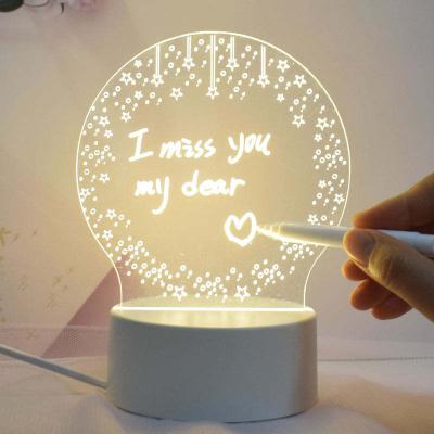 China Modern hot sale acrylic warm erasable programmable night light led with message board for sale