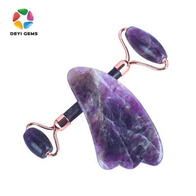 China Wholesale Face Massager Amethyst Jade Roller Gua Facial Sha Set For Face for sale