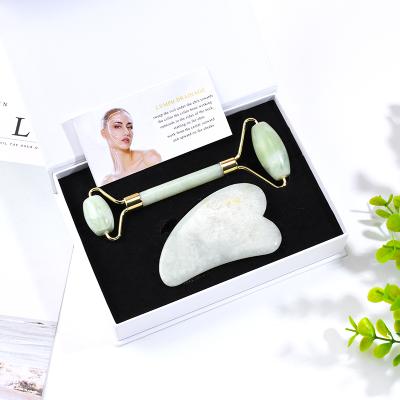 China Healthy Care Best Selling Jade Roller Gua Sha Set Jade Facial Massager Face Roller Xiuyan Jade Face Massager For Face for sale