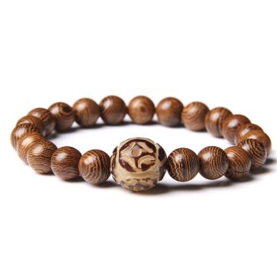 China New Couples Jewelry Ethnic Wooden Bead Bracelet Elastic Healing Wooden Bead Bracelet for sale