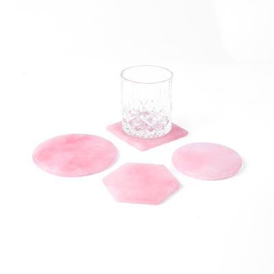 China The whole set of China Crystal Cup Rose Quartz Coasters, different sizes form the stone slices, lettering Crystal Coaster For Gift for sale