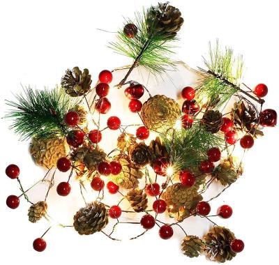 China PineCone Light Wedding Decoration 20 LED 2M Christmas Fairy Copper Wire Garland Led Oinecone String Light for sale