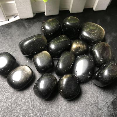 China China Wholesale Natural High Quality Gold Obsidian Tumble Healing Crystals Tumbled Stones For Gifts for sale