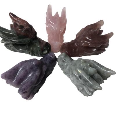 China China Wholesale Natural Hand Carved Kinds Of Crystal Dragon Head Skulls Healing Quartz Crystal Dragon Head For Gifts for sale