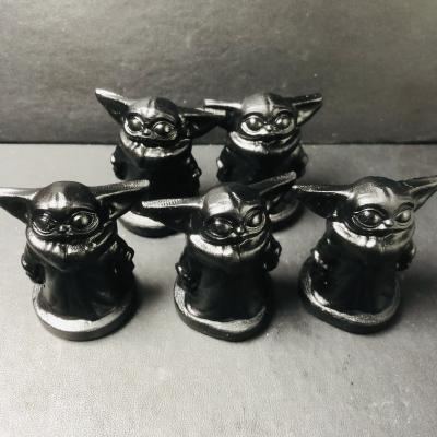 China China wholesale natural hand carved obsidian baby yoda cravings fengshui people open crystal yudha for gifts for sale