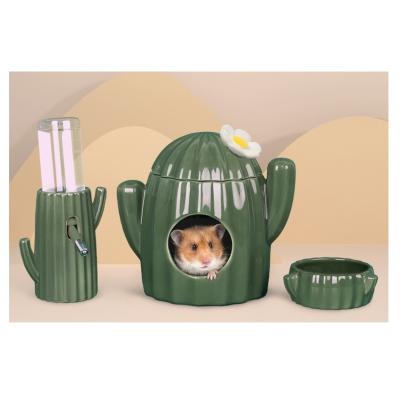 China Beautiful Design CLASSICS Cactus Bowl Small Pet Hamster Water Bottle Ceramic Pet Supplies for sale