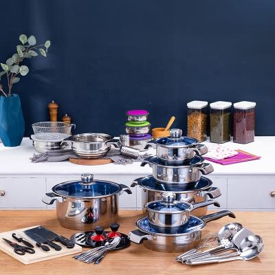 China Sustainable Stainless Steel Cookware Set Morden Style Aluminum Pots Sets Non Stick Cooking Pots LeCreuset Cookware Sets for sale