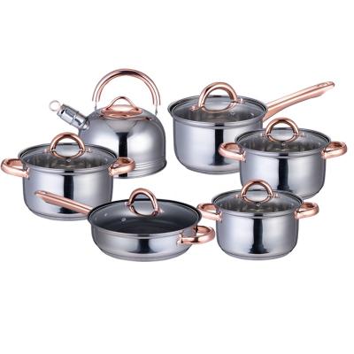 China Sustainable high quality custom stainless steel nonstick dinnerware sets nonstick cooking pots and pans cookware for sale