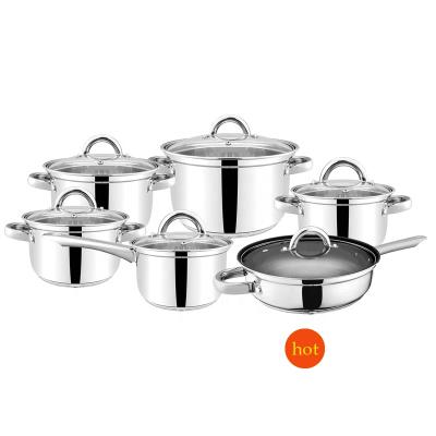 China Non-Stick Pot Pan Cookware Kitchen Tableware Viable Wholesale Cook Set Soup Sets Cooking Pot Stainless Steel for sale