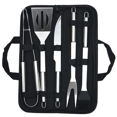 China Easily Cleaned Customized Design With Portable Case Heavy Duty Stainless Steel BBQ Grill Utensils 5pcs BBQ Tool Kit BBQ Grill Tool Kit for sale