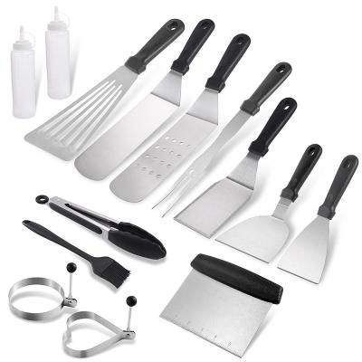 China Easily Cleaned Plastic Handle Fish Grill Metal Tool Private Label BBQ Tool All In One Flat Korean BBQ Tool Kit for sale