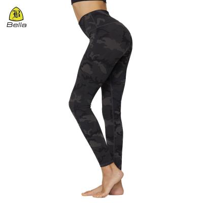 China Breathable Logo Camouflage Jogger Pants Woman Fitness Custom Active Sports Clothing High Waisted Yoga Leggings With Hidden Pockets for sale