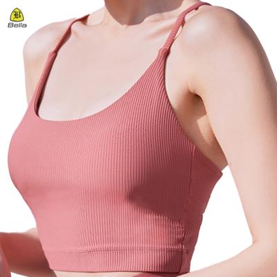 China Low Moq Custom Made Breathable De-Stress Sports Camisole Fit She Spandex Yoga Bra for sale