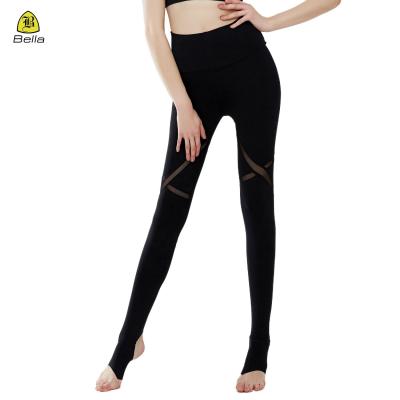 China Breathable Tummy Control Women Stretching Legging Over Heel Mesh Insert Breathable Compression Running Tights for sale