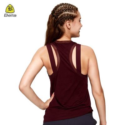 China QUICK DRY loose spandex soft fabric off the shoulder woman workout fitness tank top racerback gym running tank top for sale