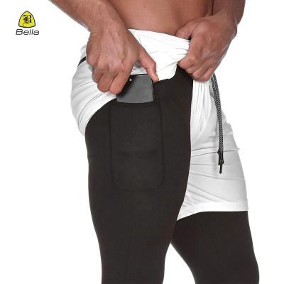 China Hot Selling Fashion Breathable 2 In 1 Zipper Soccer Clothing Fitness Men Gaiters Butt Pouch For Gym Black for sale