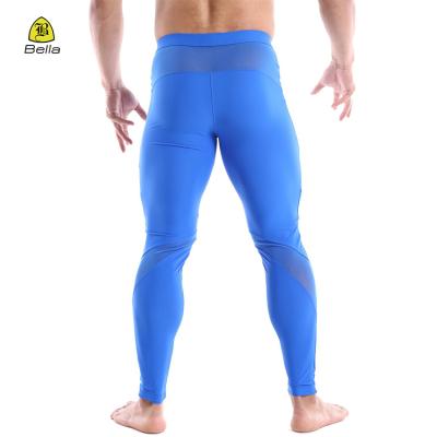 China SportsBlue Breathable Custom Made Male Compression Pants Gym Fitness Gaiters for sale