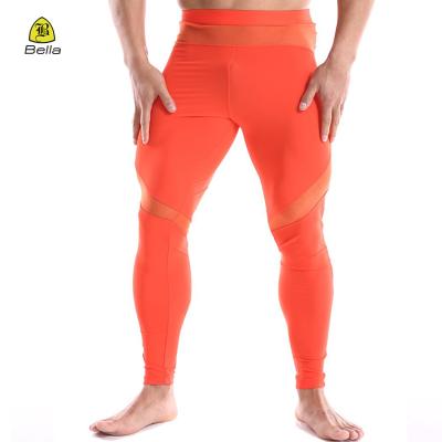 China Men Breathable Custom Made High Waist Full Waist Yoga Gaiters Comfortable Compression Orange Tight Pants for sale