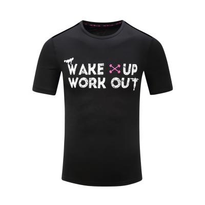 China High Quality Fitness Clothing QUICK DRY Custom Printing Cheap Black Sport Tops Sporty T-shirts Men Short Sleeve for sale