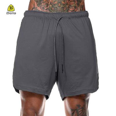 China 2021 Customs New Fitness Nylon Cargo Gray Sports Shorts With Pocket Wholesale QUICK DRY Man Workout for sale