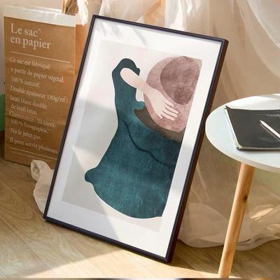 China Wholesale Modern Large Size Customized Wall Art Frame Black Mordern Mounted Gold Aluminum Alloy Picture Frame for sale