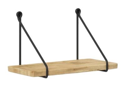 China Hot Sale Mordern Custom Shop Simple Black Natural Wood Display Hanging Shelf for sale