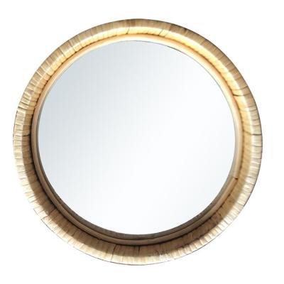 China Direct minimalist factory farmhouse boho decor rattan circle wall mirror, design wall mirror for sale